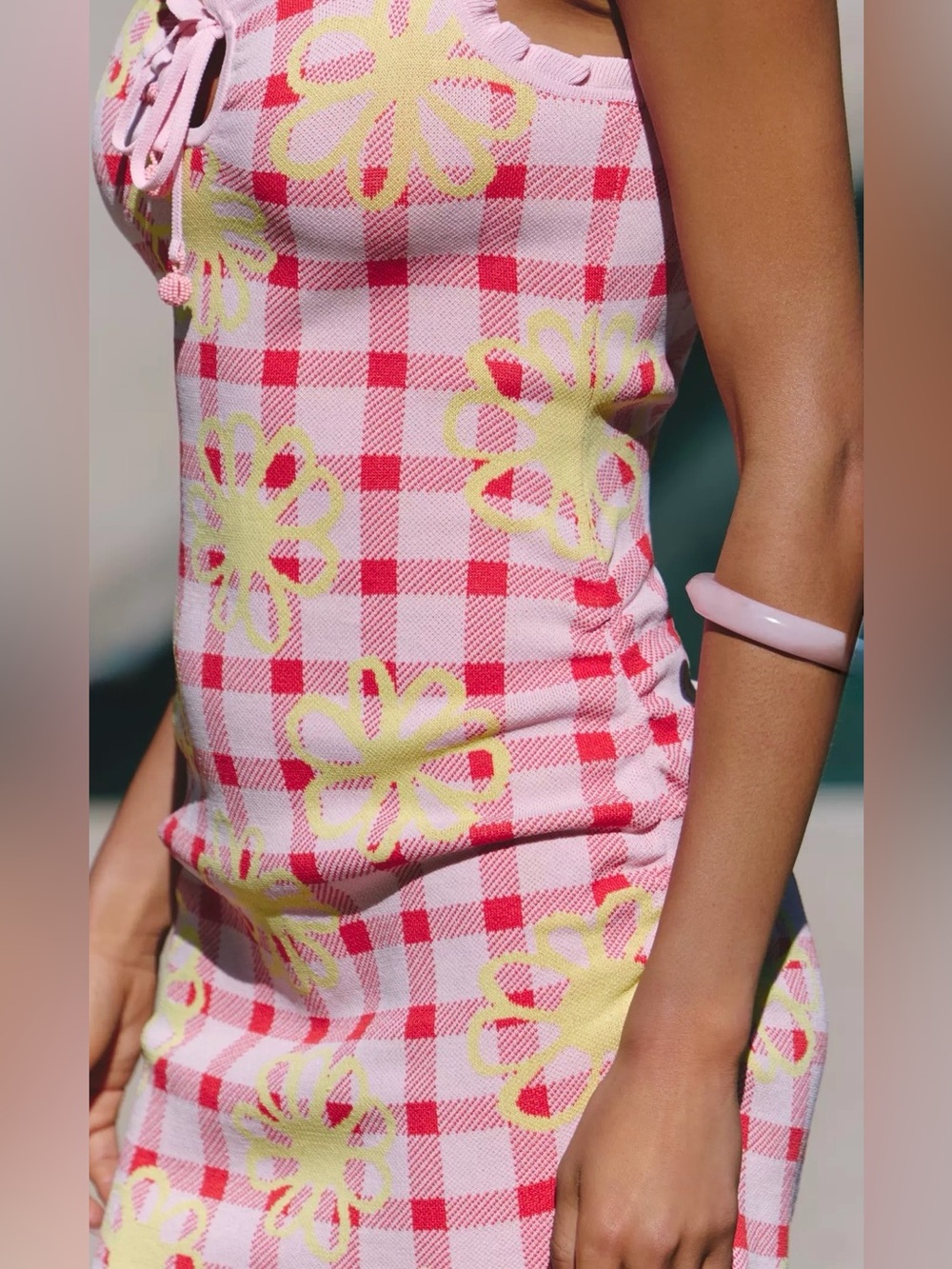 NWT Farm Rio x Anthropologie Knit Cutout Pink Mini Dress Size M - Picture 3 of 9